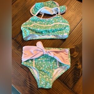 SweetHoney Green and Pink Kids Swim Bikini